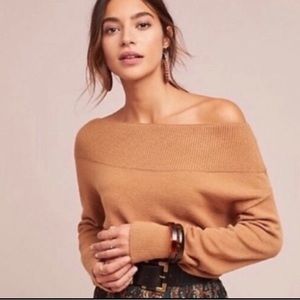 MOTH by Anthropologie| Off the shoulder boat neck long sleeve sweater | size XS